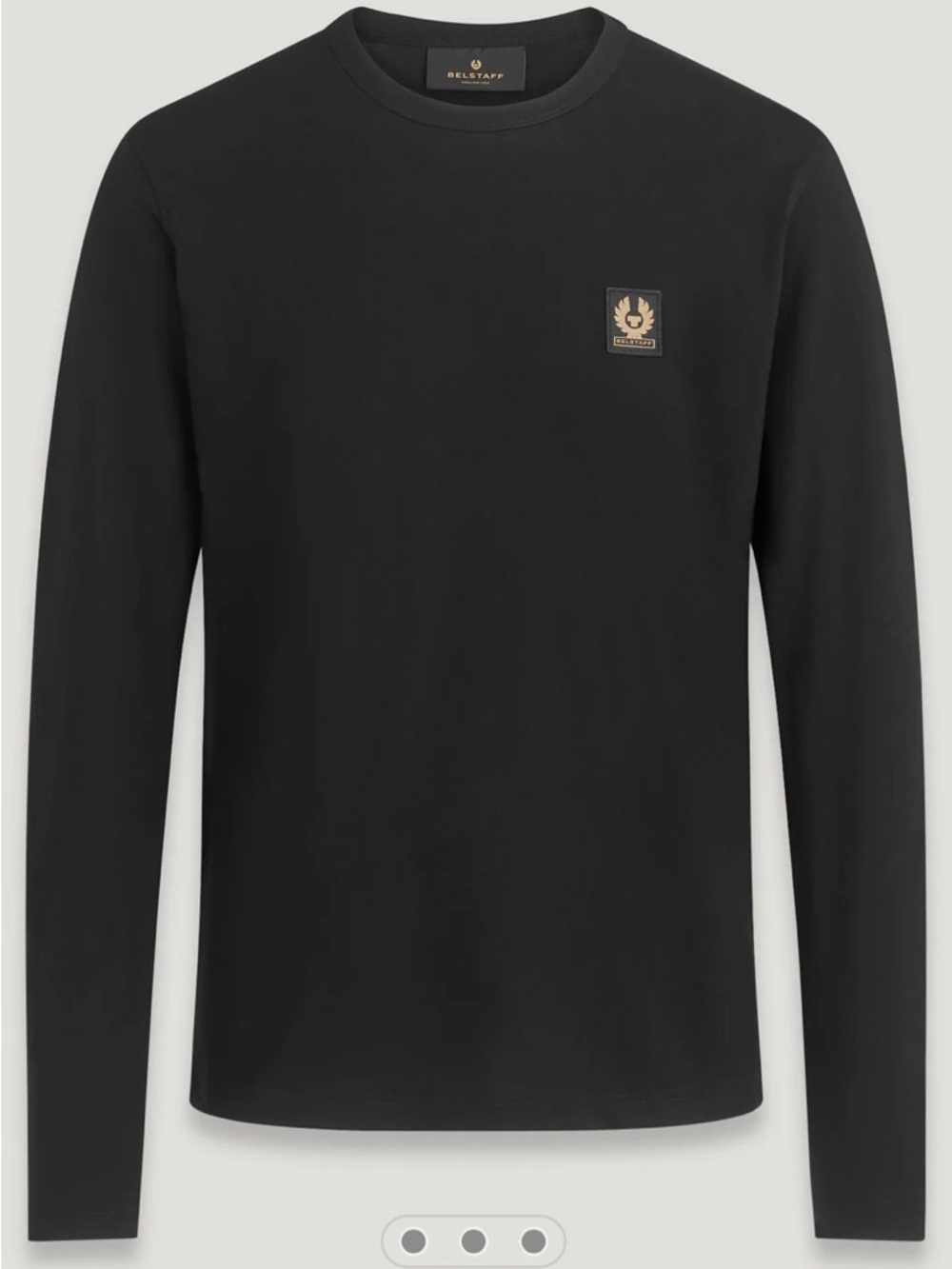 Belstaff Black Long Sleeve Crewneck with Gold Logo Patch